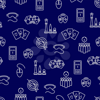 Seamless pattern with outline game accessories. Vector illustration