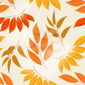 Elegant autumn yellow background. Vector fall leaves seamless pattern