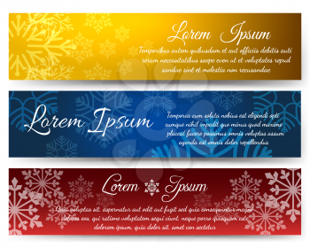 Christmas colorful banners with snowy backgrounds. Vector illustration