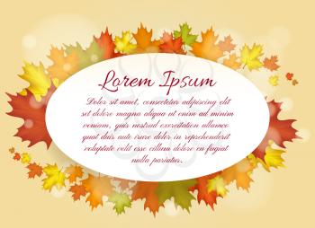 Leaf circle label. Vector autumn leaves frame for invitations and cards