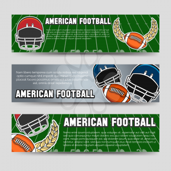 American football banners template with equipment. Vector illustration