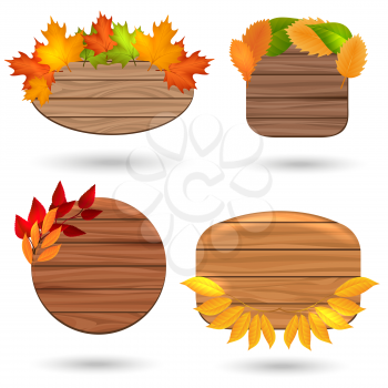 Autumn wood banners with colorful leaves vector illustration
