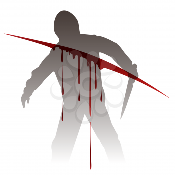 Killer silhouette against blood splashes