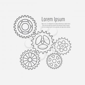 Line gears icons combination background with text. Vector illustration