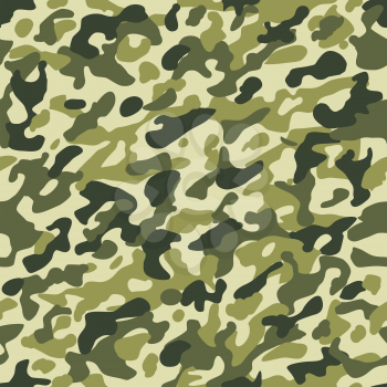 Camouflage seamless pattern. Hunting or soldier camo repeat cloth vector texture with dark brown and green khaki colors