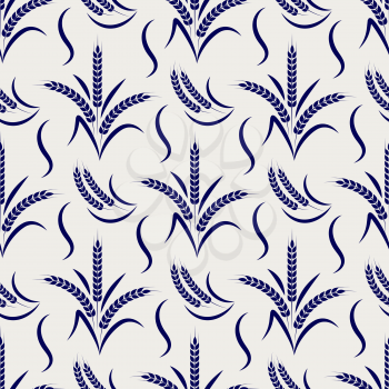 Agriculture seamless pattern with wheat branches, vector illustration