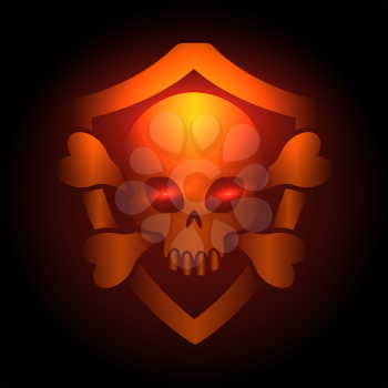 Vector biker club poster with orange skull emblem