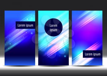 Set of business flyer templates in blue and violet colors, vector illustration