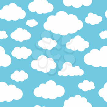 Clouds blue pattern. Nubes on sky, cartoon skyline clouds seamless background for baby and child bright dreams vector illustration