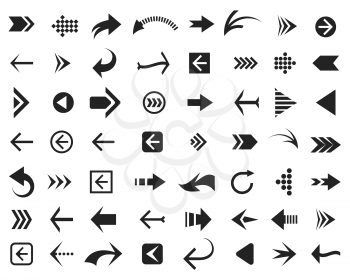 Arrow icons. Arrows signs for download, cycle and motion buttons and computer cursors