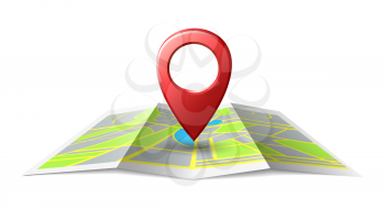 Map localization place pin. Location illustration icon with 3d maps sticker, tourism direction pointer or road travel directions sign