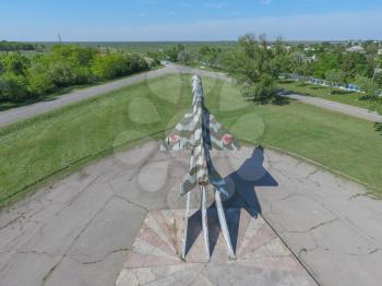Monument to the fighter aircraft. Monument of military memory and glory.