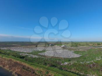View landfill bird's-eye view. Landfill for waste storage. View from above.