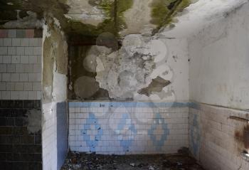 The walls of an old abandoned building. The ruins of the buildings of the twentieth century.