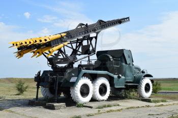 Katyusha rocket launchers. Car with artillery. The war machine