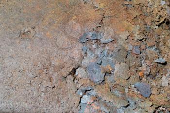 Flakes of rust on a sheet of rusty iron. Background of rust. Corrosion of metal.