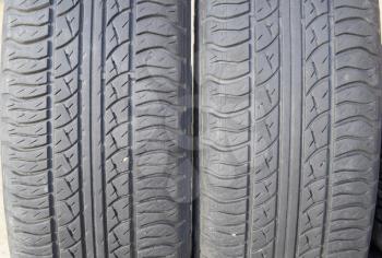Automobile wheel. Rubber tires. Summer rubber set for the car. Wheel tread pattern.