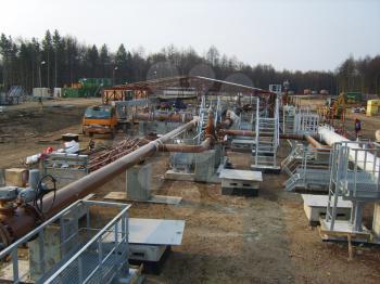 Platform of construction of pipelines. Booster pump station.