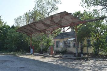The old thrown gas station. Structure of times of socialism.