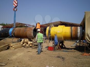 RUSSIA, SURGUT,  NOVEMBER 11, 2008: Construction of an oil and gas pipeline Industrial equipment