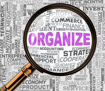 Organize Magnifier Showing Arranged Management 3d Rendering