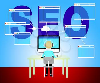 Seo Marketing Showing Search Engine 3d Illustration