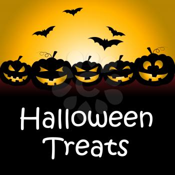 Halloween Treats Showing Spooky Luxuries And Candy