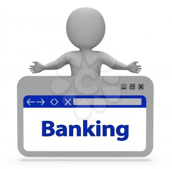 Banking Online Indicating Web Finance 3d Rendering
