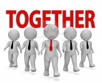 Together Businessmen Representing Teamwork Unity 3d Rendering