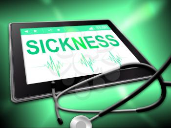 Sickness Tablet Meaning Online Medical Treatment 3d Illustration