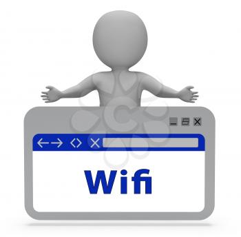 Wifi Webpage Showing Wireless Internet 3d Rendering