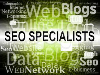 Seo Specialist Indicating Search Engines And Profession