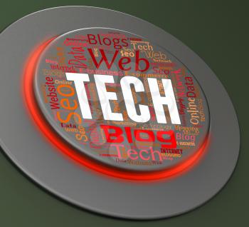 Tech Button Representing Hi-Tech Technologies And Control