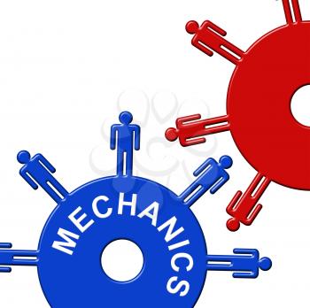 Mechanics Cogs Representing Gear Wheel And Engineers