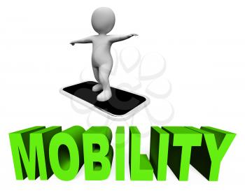 Online Mobility Showing Mobile Phone And Characters 3d Rendering