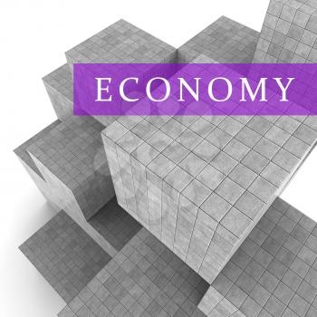 Economy Blocks Showing Macro Economics 3d Rendering