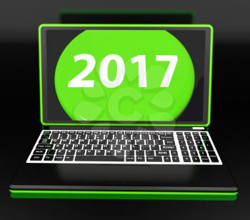 Two Thousand And Seventeen On Laptop Showing New Year Resolution 2017