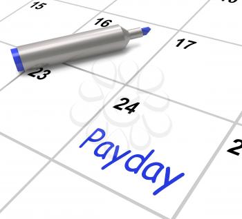 Payday Calendar Showing Salary Or Wages For Employment