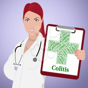 Colitis Word Showing Inflammatory Bowel Disease And Ill Health