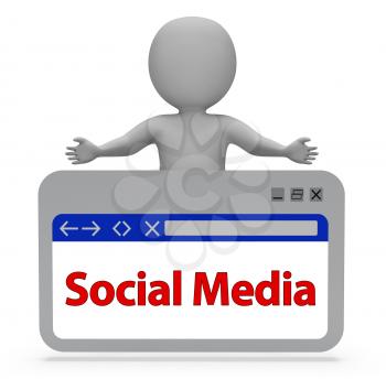 Social Media Webpage Meaning News Feed And Online 3d Rendering