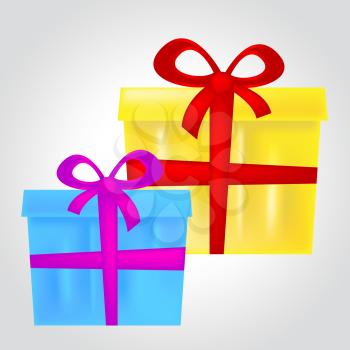 Gift Boxes Indicating Christmas Present And Giftbox