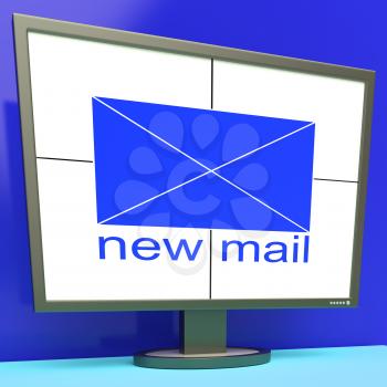 New Mail Envelope On Monitor Shows Mail Alert And Inbox