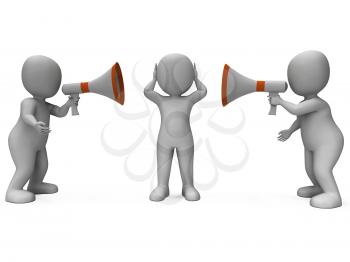 Loud Hailer Characters Showing Megaphone Attention Explaining And Bullying