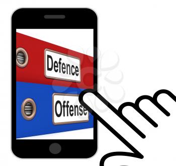 Defence Offense Folders Displaying Protect And Attack