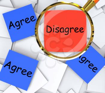 Agree Disagree Post-It Papers Meaning Agreeing Or Opposing