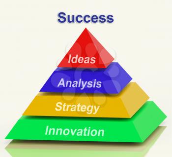 Success Pyramid Showing Progress Achievement Or Winning