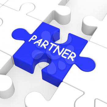 Partner Puzzle Showing Partnership, Teamwork And Relationship