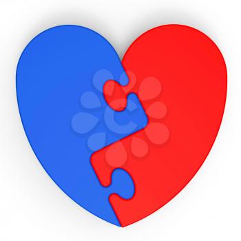 Two-Colored Heart Showing Love Complement Or Couple
