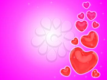 Hearts On Background Showing Romantic Couple Or Dating