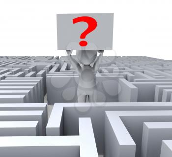Question In Maze Shows Confusion And Puzzled